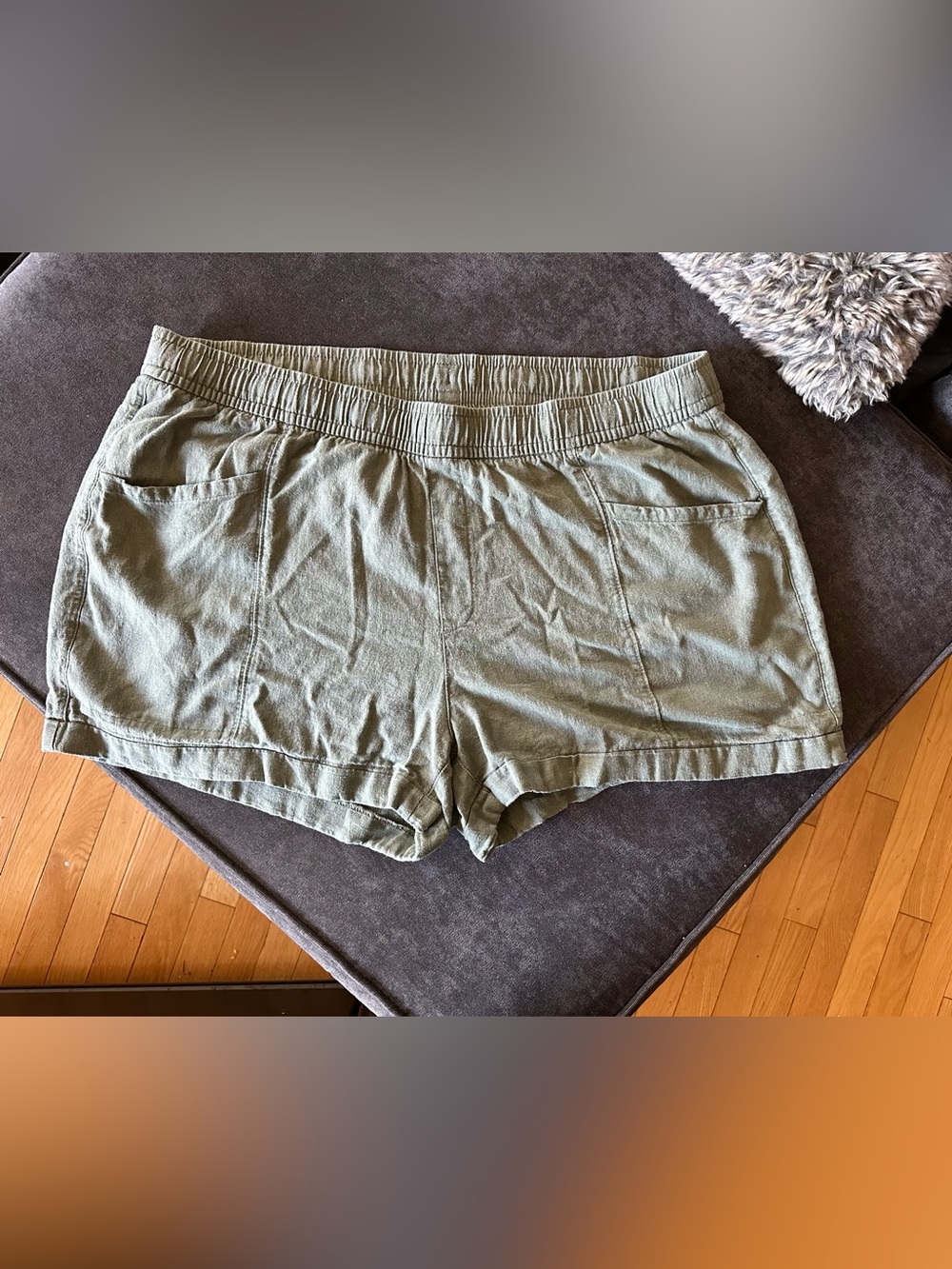 Women’s Like New Old Navy Olive Linen Blend Pull-On High Waist Shorts XL